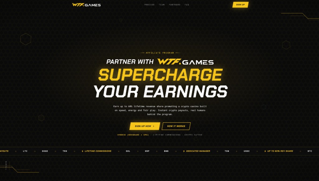WTF.GAMES Affiliate landing